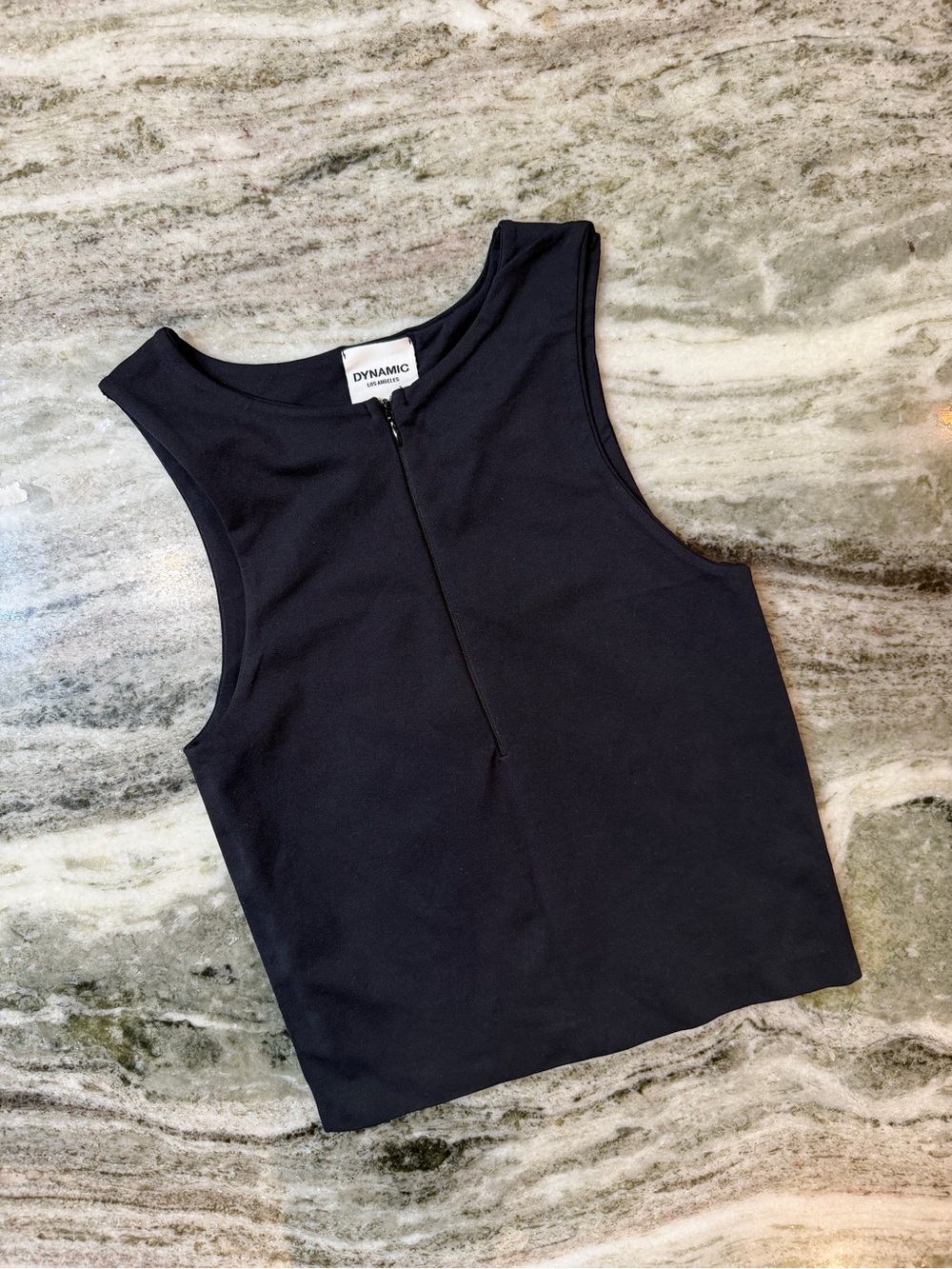 Dynamic Los Angeles Black Zip-Front Sleeveless Crop Tank Top